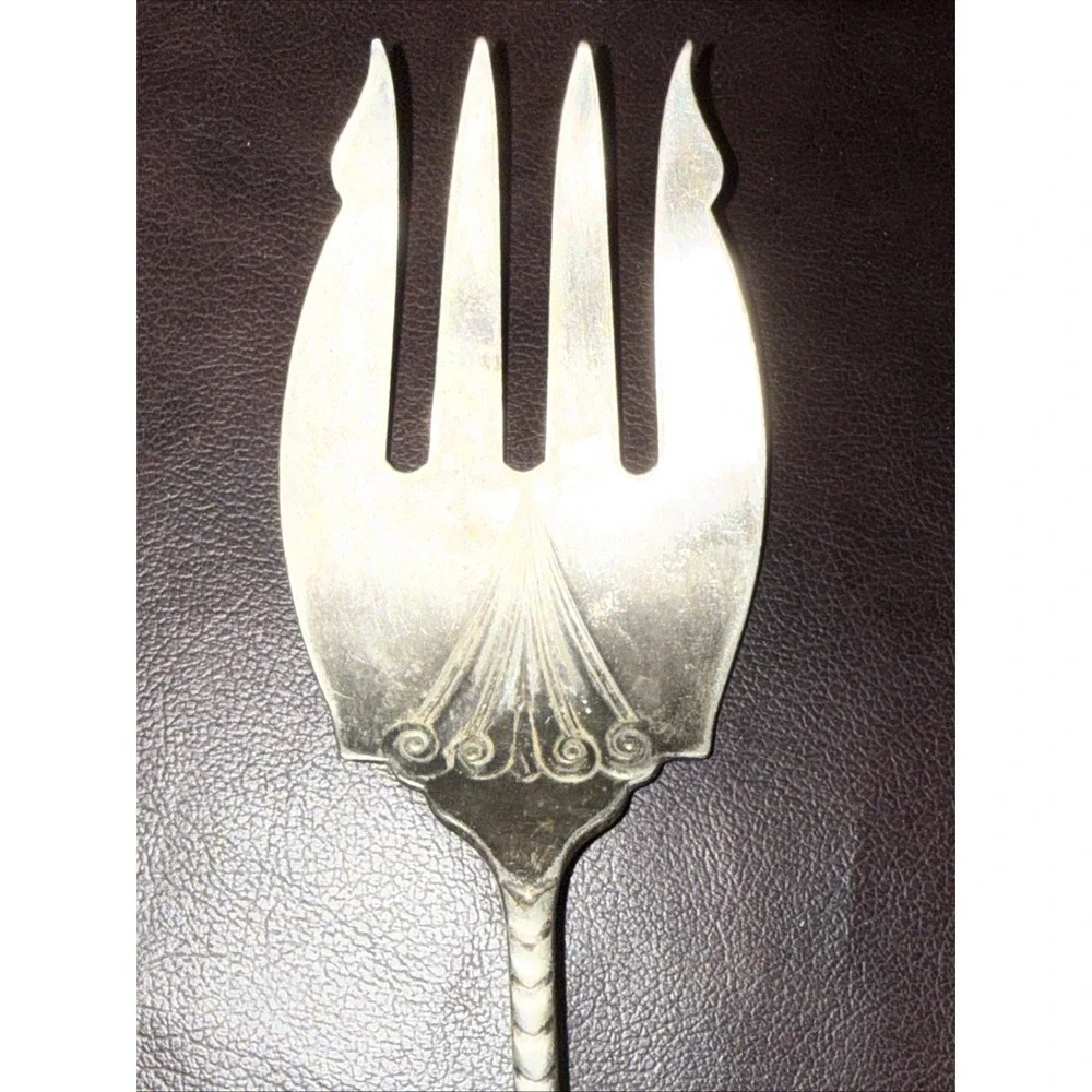 Rare Antique Assyrian Head A1 Ornate Silver Plate Serving‎ Fork 1886 Rogers Bros